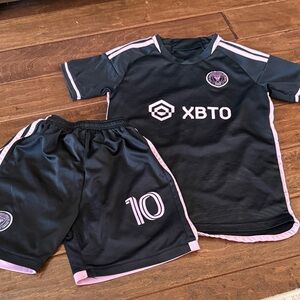 Kids Messi Soccer Jersey and Shorts Set with XBTO Logo